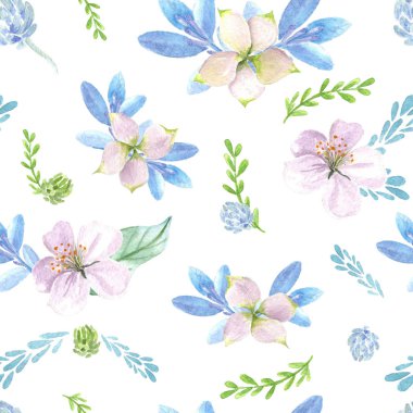 çiçek suluboya seamless modeli.