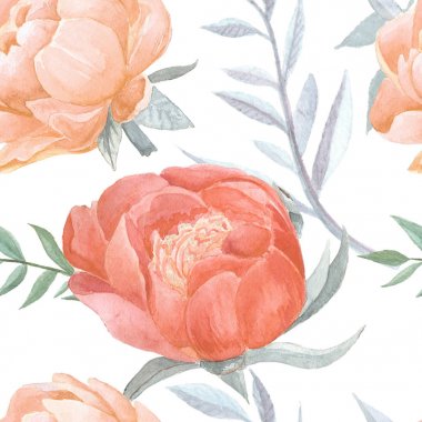 Sulu Boya Dikişsiz desen çiçek açan Şakayık bud.