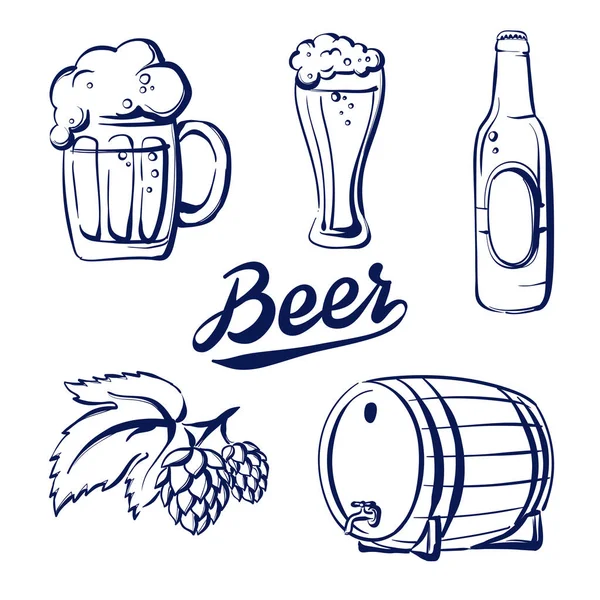 Икона устанавливает пиво — стоковый вектор