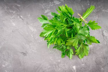 gri bir arka plan üzerine maydanoz