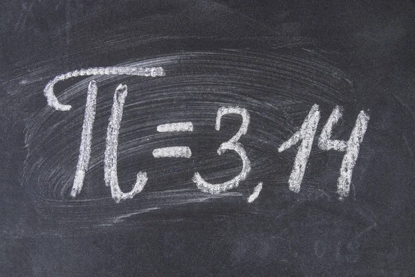 De wiskundige teken of symbool voor pi op een schoolbord. — Stockfoto