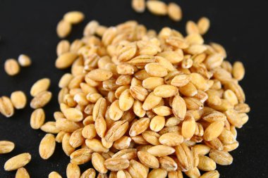 Pearl arpa ile siyah yazı tahtası üzerinde bir avuç kuru.