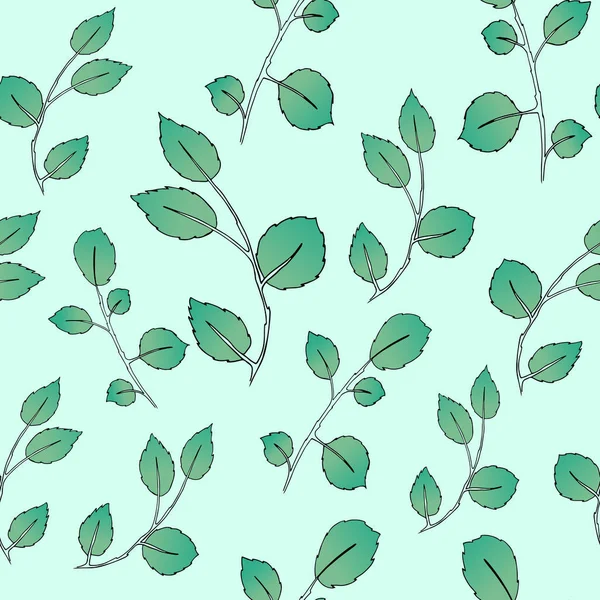 Naadloze groene blad patroon. — Stockvector