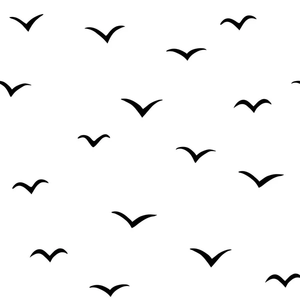 Padrão abstrato com aves, fundo em v-pattern, ilustração vetorial, aves desenhadas à mão —  Vetores de Stock