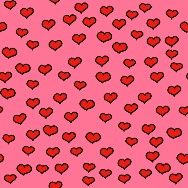 Corazones puntos patrón sin costuras decoración simple. Doodles ornamento fondo con corazones. Ilustración vectorial coloreada . — Archivo Imágenes Vectoriales