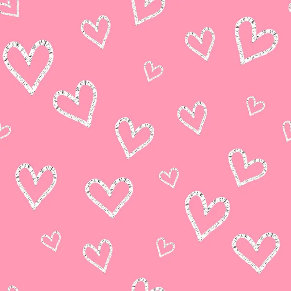 Grunge Vektor nahtloses Muster mit handbemalten Herzen. Hintergrund zum Valentinstag — Stockvektor