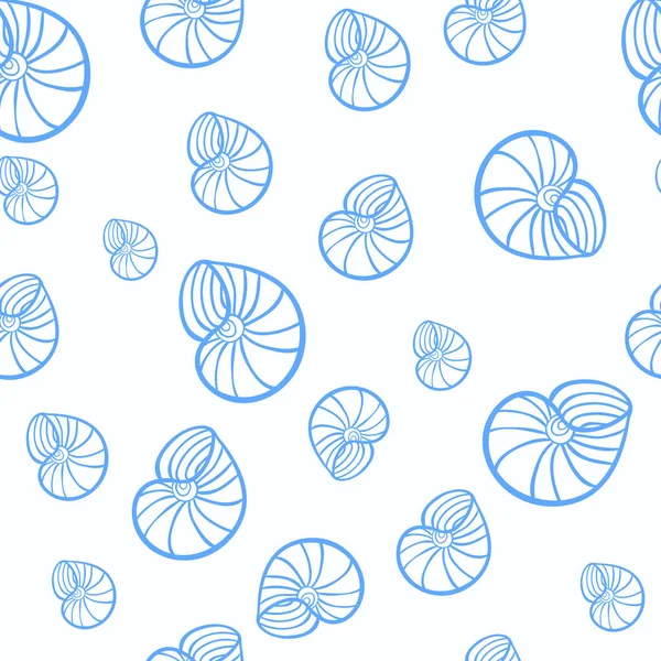 Vektör seamless modeli el ile deniz kabuklarını çizilmiş. Güzel deniz tasarım öğeleri, baskılar ve desenler için mükemmel.