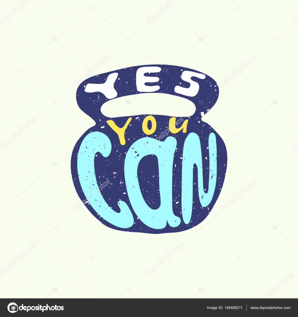 Motivation citat yer du kan. hand dras typografi affisch isolerad ...