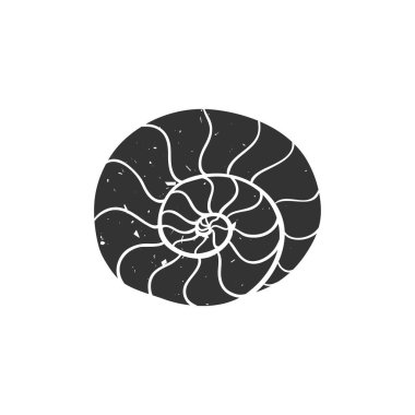 Beyaz izole deniz kabuğu. Vektör çizim. Restoran Menü kartı, Bilet, marka, logo etiket için Beach kavram. Siyah ve beyaz