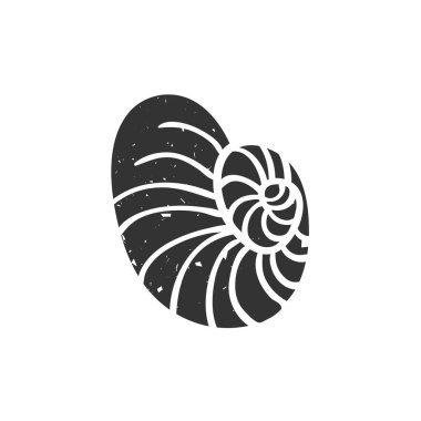 Beyaz izole deniz kabuğu. Vektör çizim. Restoran Menü kartı, Bilet, marka, logo etiket için Beach kavram. Siyah ve beyaz