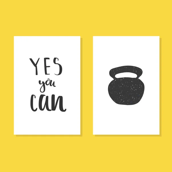 Motivasyon alıntı Evet yapabilirsiniz. Modern kaligrafi poster. Vektör hat görüntü. Poster, tipografi kartı yazı elle çizilmiş.