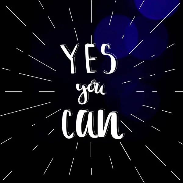 Motivasyon alıntı Evet yapabilirsiniz. Vektör hat görüntü. Poster, tipografi kartı yazı elle çizilmiş.
