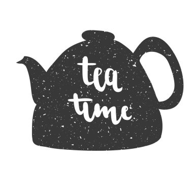 Çay zaman alıntı. Vektör hat görüntü. Poster, vintage tipografi kartı yazı elle çizilmiş.