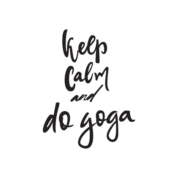 Sakin tutmak ve yoga alıntı. Vektör hat görüntü. Poster, vintage tipografi kartı yazı elle çizilmiş. Dekor için Yoga poster