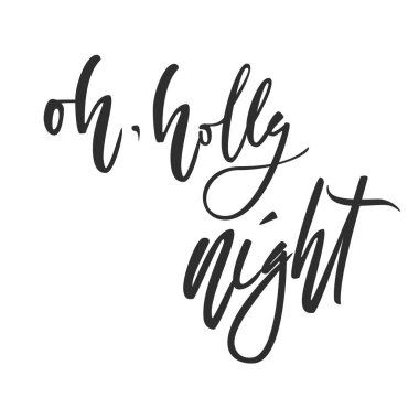 Oh, kutsal gece. El yazı kaligrafik Noel tipi poster