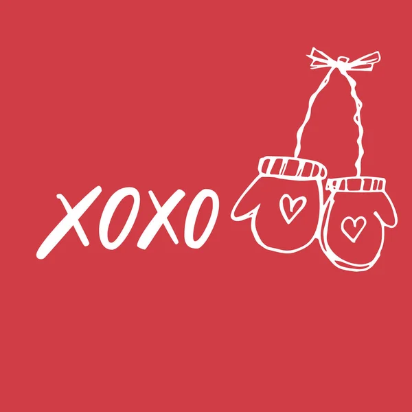 Xoxo. Ręka litery kaligraficzne Boże Narodzenie typu plakat — Wektor stockowy