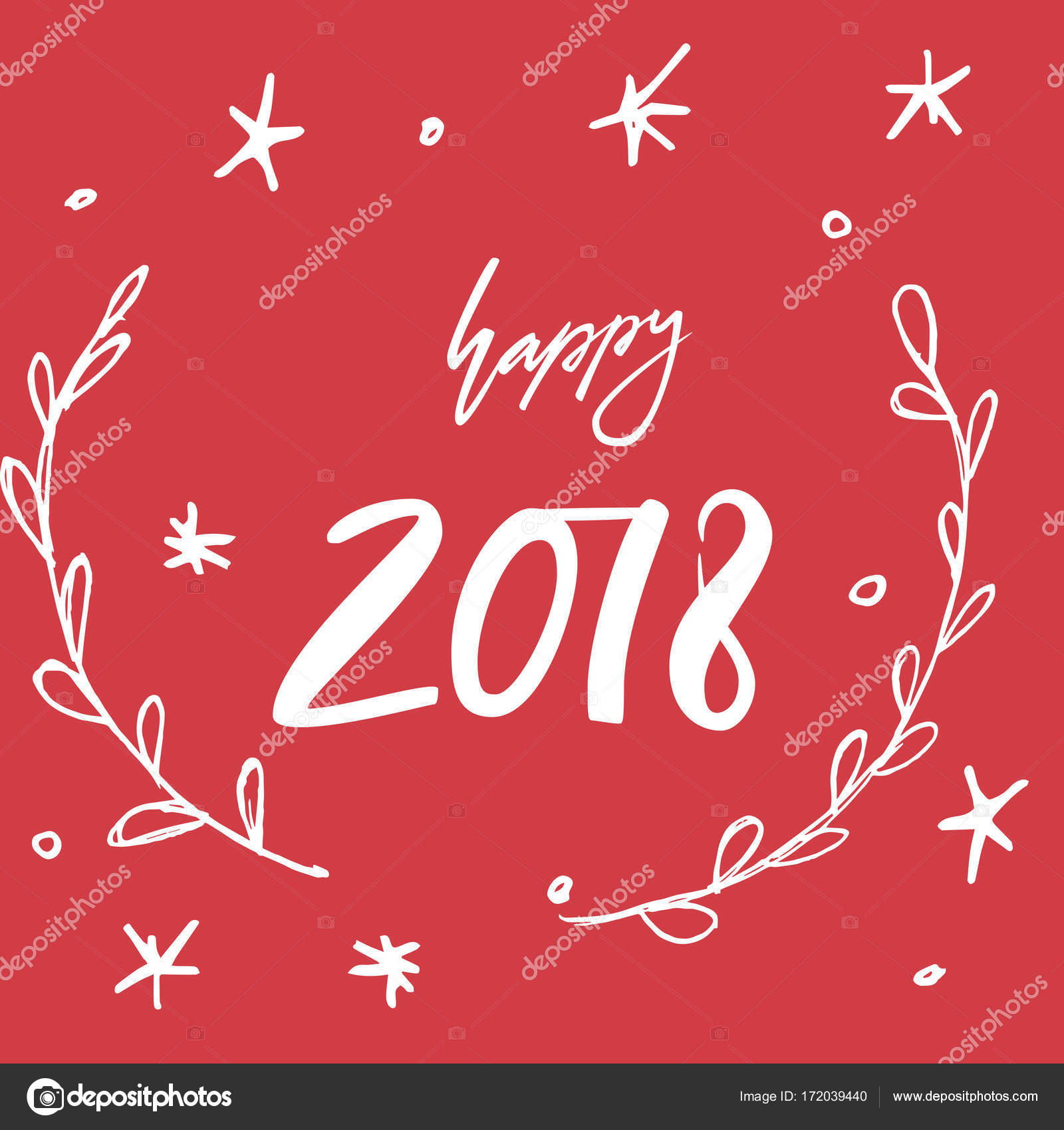 Hand drawn lettering greeting card with calligraphy on christmas background Vector illustration