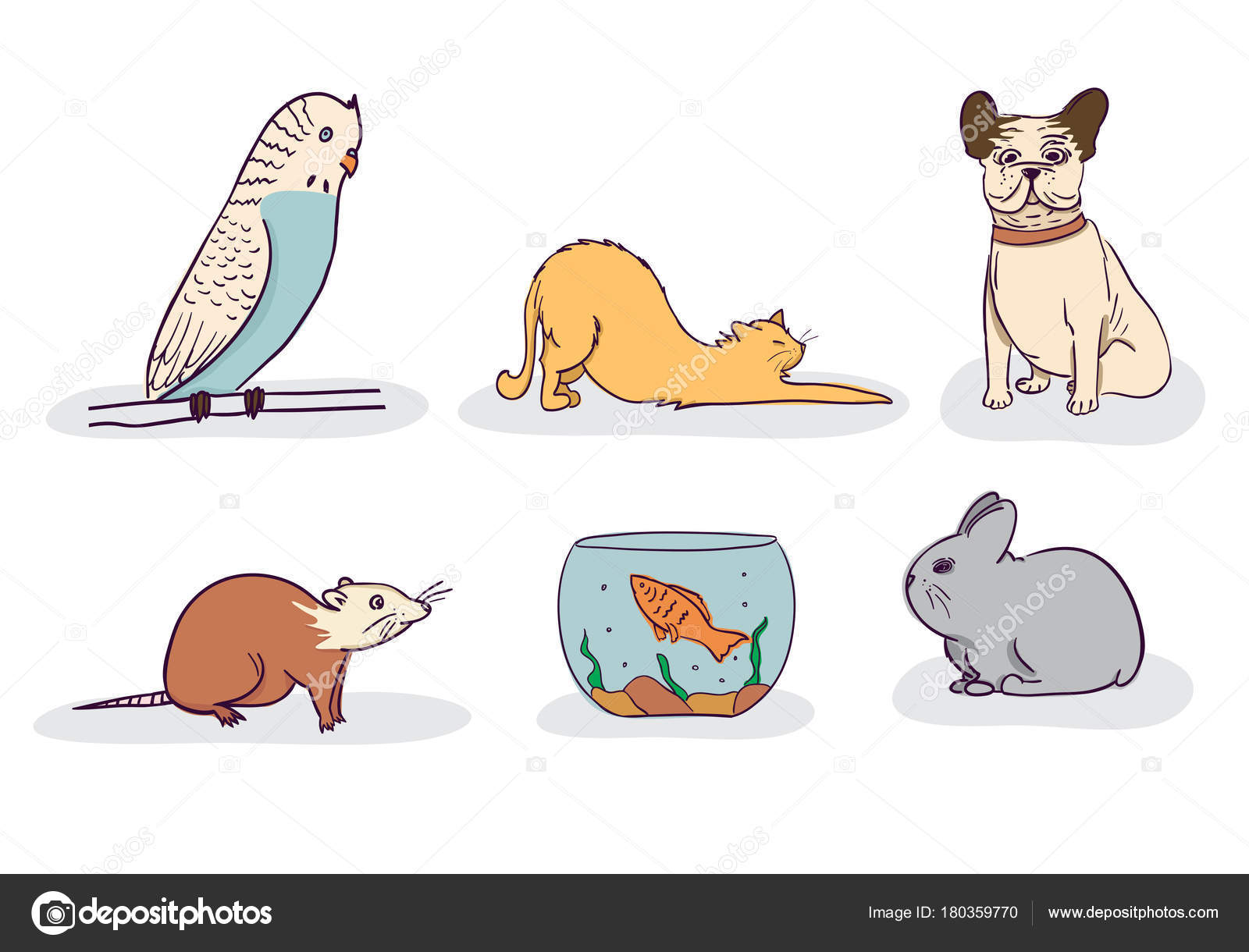 Ensemble De Vecteurs De Différents Animaux Domestiques