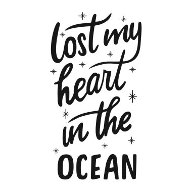 Okyanus yazı poster benim hert kaybettim. Sörf t-shirt tasarım ile ilgili. Vintage vektör çizim.
