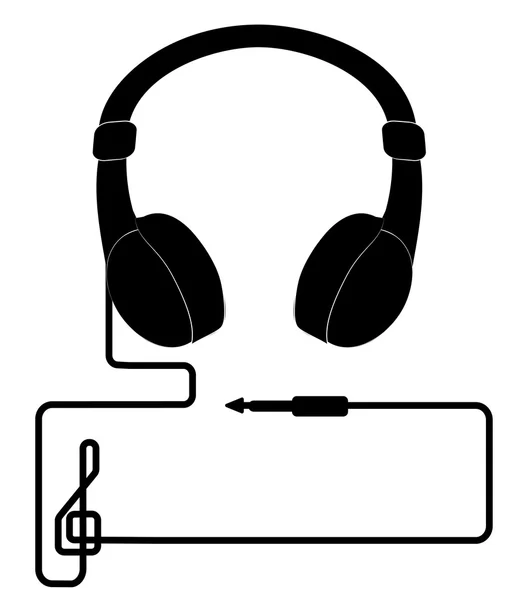 Icono de auriculares. Auriculares con cable. Ilustración vectorial. Silueta de auriculares . — Archivo Imágenes Vectoriales