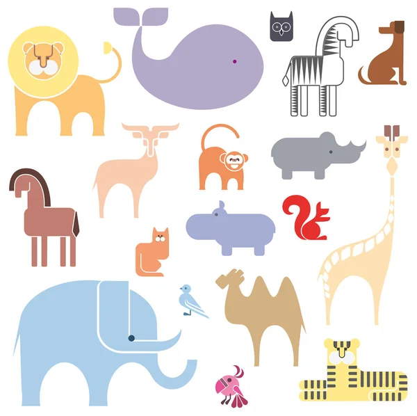 Niedliche Animal Vector Illustration Icon Set isoliert auf weißem Hintergrund. — Stockvektor