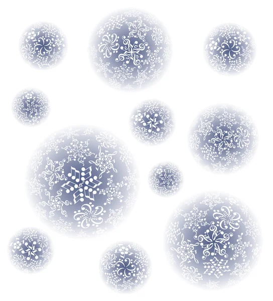 크리스마스의 멜로디 뮤지컬 크리스마스 공입니다. 눈송이 노트 — 스톡 벡터