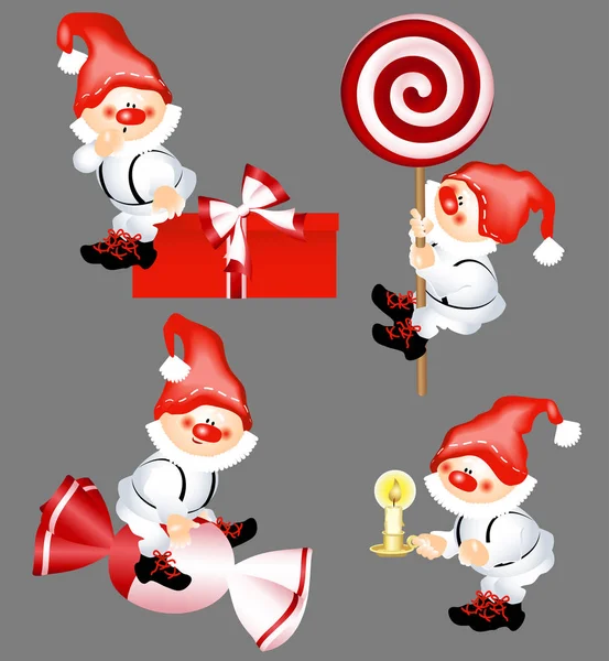 Collection of Christmas Santa Claus. Stickers for children. For greetings, invitations. — Stock Vector