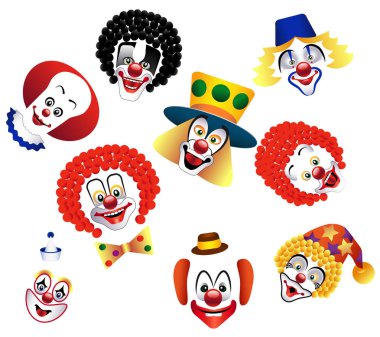 Palyaçolar kümesi. Dekorasyon için izole