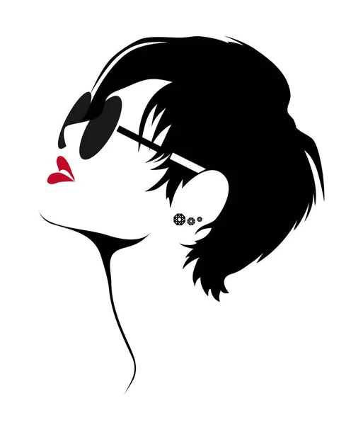Profil fille dans des lunettes sur un fond blanc — Image vectorielle
