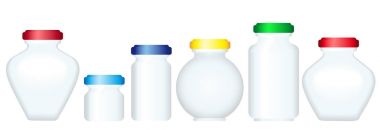 Konserve ve korunması için cam kavanozlar kümesi.