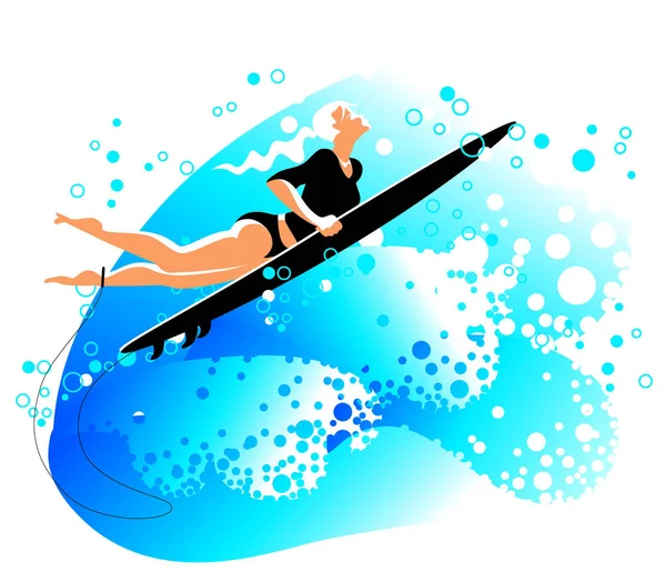 Surf, vagues, loisirs, sport — Image vectorielle
