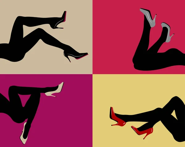 Pieds, chaussure, jarretelles, collants — Image vectorielle