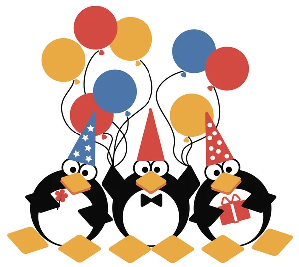 Karte Urlaub Pinguine Zum Glückwunsch Gäste Unternehmen — Stockvektor