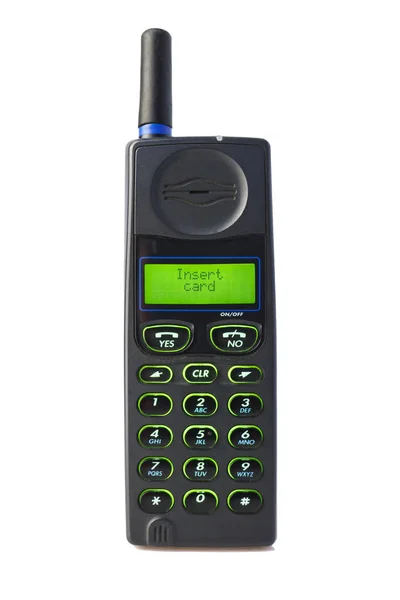 Eski cep telefonu, izole beyaz arka plan kullanılan