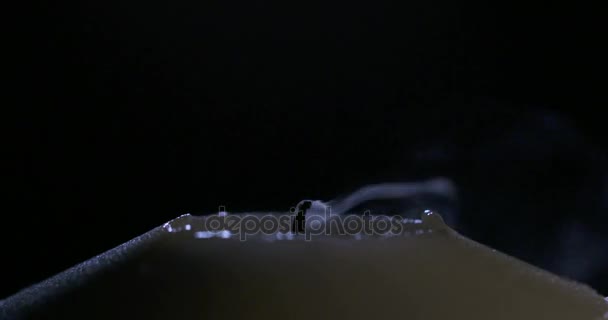 Makro snímek zpomalené bílá svíčka — Stock video