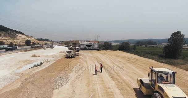 Large scale road construction site, with tunnels and bridges — Stock Video