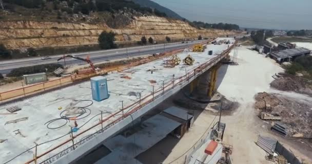 Large scale road construction site, with tunnels and bridges — Stock Video