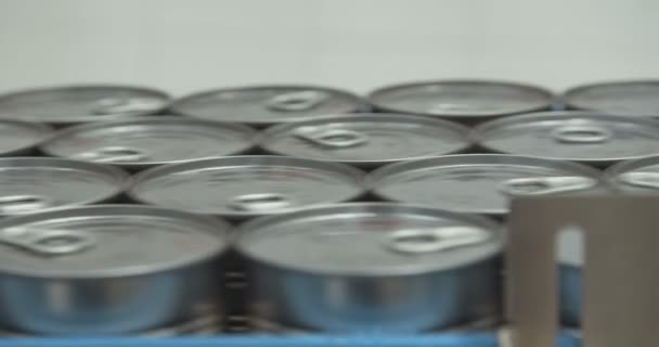 Canned food automated production line — Stock Video