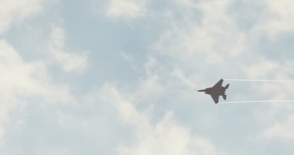 Истребители F-15 во время авиашоу — стоковое видео