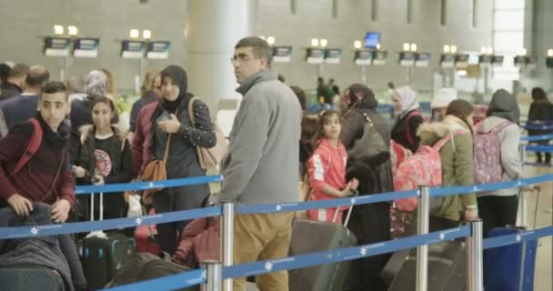 Tel Aviv, Israel - January 2018. Passengers walking through airport terminal — Stock Video