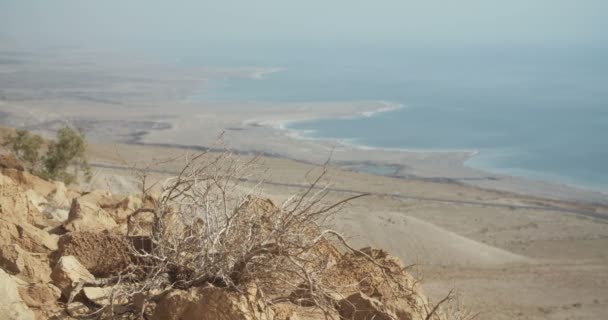 Çöl clifs İsrail ölü deniz kenarında — Stok video
