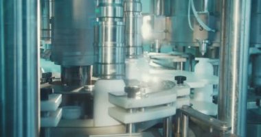 Bir otomatik kimyasal şişe üretim hattında makineleri