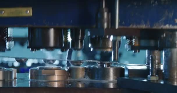 Close up shot of a punch press forming metal parts — Stock Video