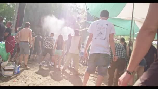 KINERET, ISRAEL, April 6 2018- People dancing in a nature trance party — Stock Video
