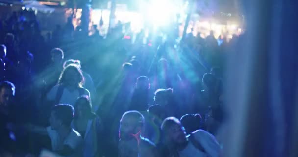KINERET, ISRAEL, 6 de abril de 2018- DJ tocando e pessoas dançando em uma festa de transe — Vídeo de Stock