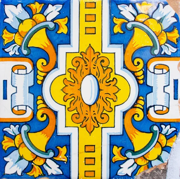 Detail Tradičních Dlaždic Fasády Starého Domu Dekorativní Dlaždice Portugalské Tradiční — Stock fotografie