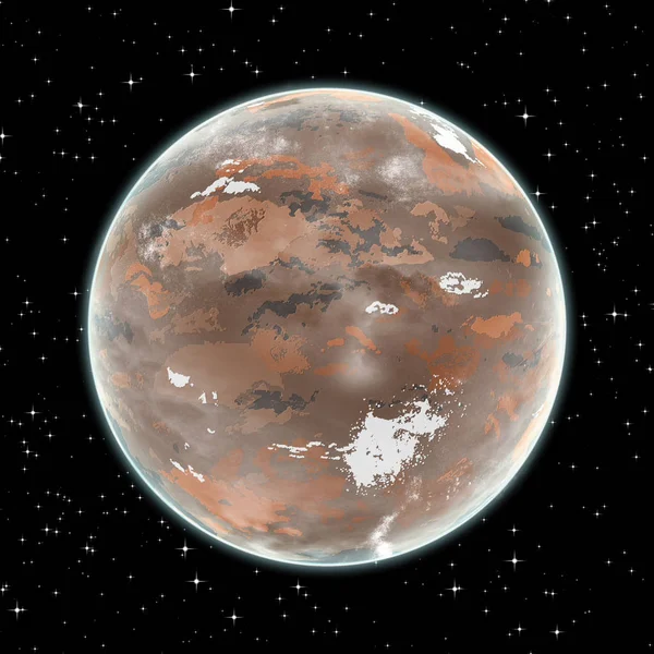 Brown planet in space