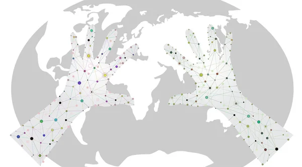 Molecular hands over the world — Stock Vector