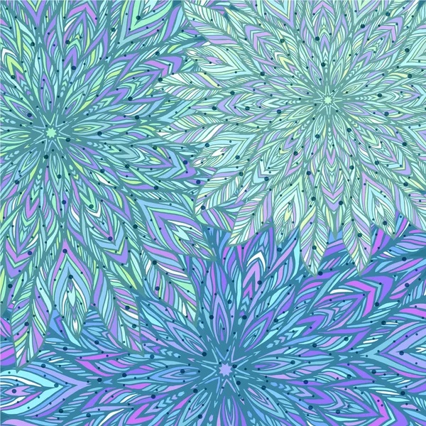 Sfondo patchwork floreale blu. Mandala boho chic stile. Ricco ornamento floreale. elementi di design . — Vettoriale Stock