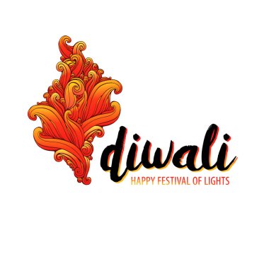 Yangın ve beyaz arka plan üzerinde yazıt. Vektör çizim Tema geleneksel kutlama mutlu bayramlar.